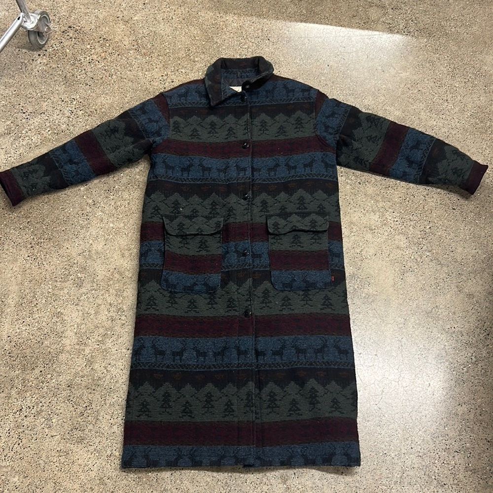 Woolrich Northwoods Deer Tree Native Blanket Long Coat